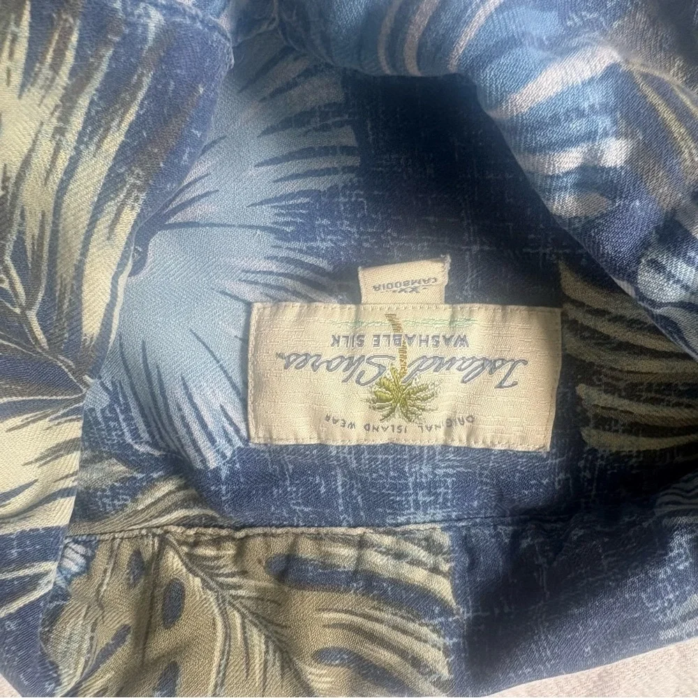 Vintage Y2K Silk Hawaiian Shirt Mens XXL Blue Tropical Aloha Camp Collar - Picture 4 of 8